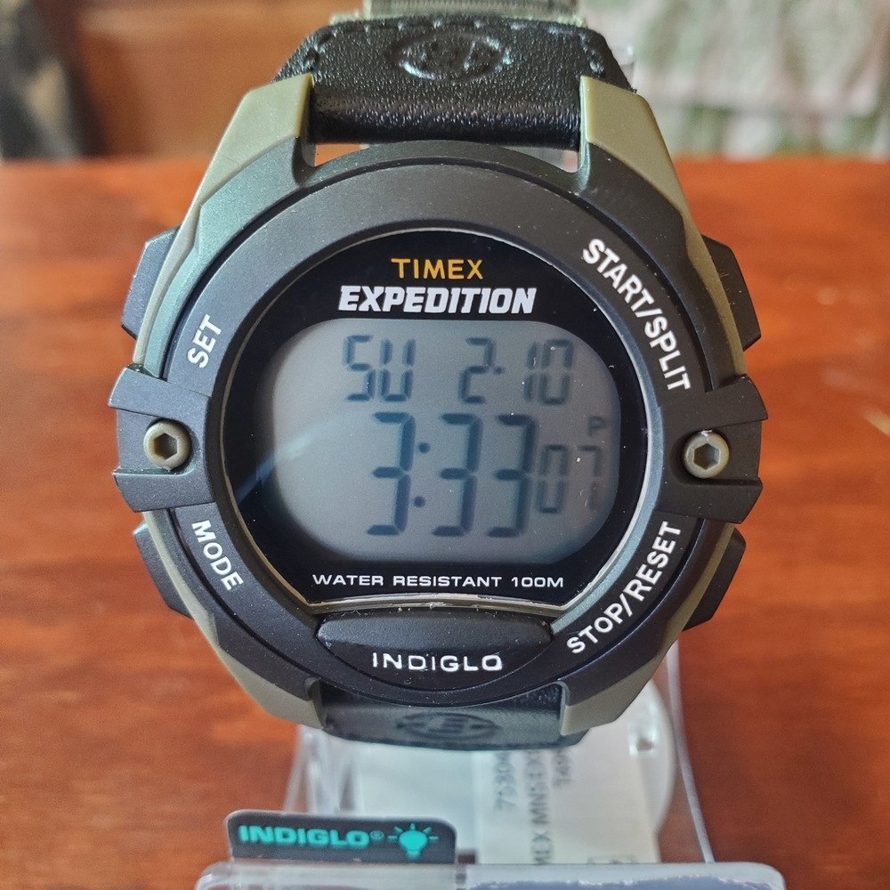Timex Expedition  Digital Watch, Green withNylon/Leather Strap, T49993, NEW!!
